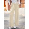 imageDokotoo Casual Pants for Women Loose Elastic High Waisted Drawstring Wide Leg Pants with PocketsBeige