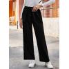 imageDokotoo Casual Pants for Women Loose Elastic High Waisted Drawstring Wide Leg Pants with PocketsBlack