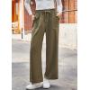 imageDokotoo Casual Pants for Women Loose Elastic High Waisted Drawstring Wide Leg Pants with PocketsJungle Green