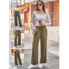imageDokotoo Casual Pants for Women Loose Elastic High Waisted Drawstring Wide Leg Pants with PocketsJungle Green