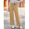 imageDokotoo Casual Pants for Women Loose Elastic High Waisted Drawstring Wide Leg Pants with PocketsKhaki
