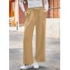 imageDokotoo Casual Pants for Women Loose Elastic High Waisted Drawstring Wide Leg Pants with PocketsKhaki