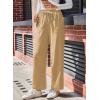 imageDokotoo Casual Pants for Women Loose Elastic High Waisted Drawstring Wide Leg Pants with PocketsKhaki