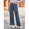 imageDokotoo Casual Pants for Women Loose Elastic High Waisted Drawstring Wide Leg Pants with PocketsSail Blue