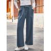 imageDokotoo Casual Pants for Women Loose Elastic High Waisted Drawstring Wide Leg Pants with PocketsSail Blue