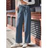 imageDokotoo Casual Pants for Women Loose Elastic High Waisted Drawstring Wide Leg Pants with PocketsSail Blue