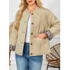 imageDokotoo Casual Quilted Jackets for Women Button Down Leopard Puffer Jacket Womens Winter Coats with PocketsApricot