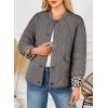 imageDokotoo Casual Quilted Jackets for Women Button Down Leopard Puffer Jacket Womens Winter Coats with PocketsGray