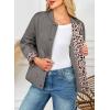 imageDokotoo Casual Quilted Jackets for Women Button Down Leopard Puffer Jacket Womens Winter Coats with PocketsGray