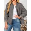 imageDokotoo Casual Quilted Jackets for Women Button Down Leopard Puffer Jacket Womens Winter Coats with PocketsGray