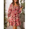 imageDokotoo Fall Dresses for Women 2025 Boho Floral Square Neck Smocked 34 Sleeve Casual ALine Swing Mini Dress SundressRed 1