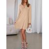 imageDokotoo Fall Dresses for Women 2025 Casual V Neck Puff Long Sleeve Elegant Flowy Swing Mini DressApricot