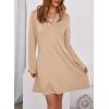 imageDokotoo Fall Dresses for Women 2025 Casual V Neck Puff Long Sleeve Elegant Flowy Swing Mini DressApricot