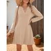 imageDokotoo Fall Dresses for Women 2025 Casual V Neck Puff Long Sleeve Elegant Flowy Swing Mini DressApricot
