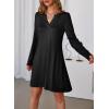 imageDokotoo Fall Dresses for Women 2025 Casual V Neck Puff Long Sleeve Elegant Flowy Swing Mini DressBlack