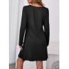 imageDokotoo Fall Dresses for Women 2025 Casual V Neck Puff Long Sleeve Elegant Flowy Swing Mini DressBlack