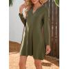 imageDokotoo Fall Dresses for Women 2025 Casual V Neck Puff Long Sleeve Elegant Flowy Swing Mini DressGreen