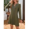 imageDokotoo Fall Dresses for Women 2025 Casual V Neck Puff Long Sleeve Elegant Flowy Swing Mini DressGreen