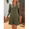 imageDokotoo Fall Dresses for Women 2025 Casual V Neck Puff Long Sleeve Elegant Flowy Swing Mini DressGreen