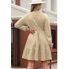 imageDokotoo Fall Dresses for Women 2025 Long Sleeve V Neck Lightweight Ribbed Knit Empire Waist Casual A Line Swing Mini DressApricot