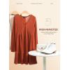 imageDokotoo Fall Dresses for Women 2025 Long Sleeve V Neck Lightweight Ribbed Knit Empire Waist Casual A Line Swing Mini DressApricot