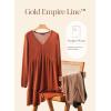 imageDokotoo Fall Dresses for Women 2025 Long Sleeve V Neck Lightweight Ribbed Knit Empire Waist Casual A Line Swing Mini DressBeige