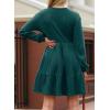 imageDokotoo Fall Dresses for Women 2025 Long Sleeve V Neck Lightweight Ribbed Knit Empire Waist Casual A Line Swing Mini DressBlackish Green