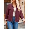 imageDokotoo Fall Jackets for Women 2025 Oversized Fashion Snap Button Color Blocked Sleeves Fall Casual CoatsBurgundy