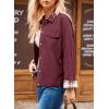 imageDokotoo Fall Jackets for Women 2025 Oversized Fashion Snap Button Color Blocked Sleeves Fall Casual CoatsBurgundy