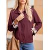 imageDokotoo Fall Jackets for Women 2025 Oversized Fashion Snap Button Color Blocked Sleeves Fall Casual CoatsBurgundy