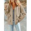 imageDokotoo Jackets for Women Casual Long Sleeve Collared Jacquard Coats Trendy Button Down Shacket Jacket with PocketsKhaki