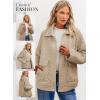 imageDokotoo Jackets for Women Casual Long Sleeve Collared Jacquard Coats Trendy Button Down Shacket Jacket with PocketsKhaki