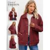 imageDokotoo Jackets for Women Casual Long Sleeve Collared Jacquard Coats Trendy Button Down Shacket Jacket with PocketsRed