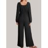 imageDokotoo Jumpsuits for Women 2025 Fall Long Sleeves Square Neck Button Decoration Rompers Overalls with PocketsBlack