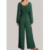 imageDokotoo Jumpsuits for Women 2025 Fall Long Sleeves Square Neck Button Decoration Rompers Overalls with PocketsBlackish Green