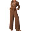 imageDokotoo Jumpsuits for Women 2025 Fall Long Sleeves Square Neck Button Decoration Rompers Overalls with PocketsChestnut