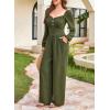 imageDokotoo Jumpsuits for Women 2025 Fall Long Sleeves Square Neck Button Decoration Rompers Overalls with PocketsJungle Green