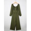 imageDokotoo Jumpsuits for Women 2025 Fall Long Sleeves Square Neck Button Decoration Rompers Overalls with PocketsJungle Green