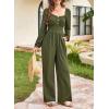 imageDokotoo Jumpsuits for Women 2025 Fall Long Sleeves Square Neck Button Decoration Rompers Overalls with PocketsJungle Green