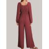 imageDokotoo Jumpsuits for Women 2025 Fall Long Sleeves Square Neck Button Decoration Rompers Overalls with PocketsRed Dahlia