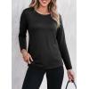 imageDokotoo Long Sleeve Shirts Crewneck Womens Tops 2025 Fall Outfits Comfort Basic Tees Fashion ClothingBlack