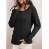 imageDokotoo Long Sleeve Shirts Crewneck Womens Tops 2025 Fall Outfits Comfort Basic Tees Fashion ClothingBlack