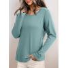 imageDokotoo Long Sleeve Shirts Crewneck Womens Tops 2025 Fall Outfits Comfort Basic Tees Fashion ClothingBlue