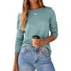 imageDokotoo Long Sleeve Shirts Crewneck Womens Tops 2025 Fall Outfits Comfort Basic Tees Fashion ClothingBlue