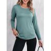 imageDokotoo Long Sleeve Shirts Crewneck Womens Tops 2025 Fall Outfits Comfort Basic Tees Fashion ClothingBlue