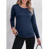 imageDokotoo Long Sleeve Shirts Crewneck Womens Tops 2025 Fall Outfits Comfort Basic Tees Fashion ClothingDark Blue