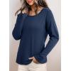 imageDokotoo Long Sleeve Shirts Crewneck Womens Tops 2025 Fall Outfits Comfort Basic Tees Fashion ClothingDark Blue