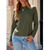 imageDokotoo Long Sleeve Shirts Crewneck Womens Tops 2025 Fall Outfits Comfort Basic Tees Fashion ClothingGreen
