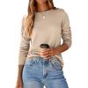 imageDokotoo Long Sleeve Shirts Crewneck Womens Tops 2025 Fall Outfits Comfort Basic Tees Fashion ClothingOatmeal