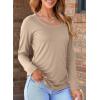 imageDokotoo Long Sleeve Shirts Crewneck Womens Tops 2025 Fall Outfits Comfort Basic Tees Fashion ClothingOatmeal